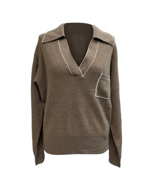 Sandro Sandro Knitted Collared Sweater - Green