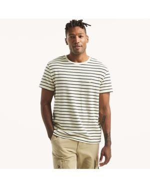 Nautica Waffle Knit Striped Crewneck T-Shirt - White