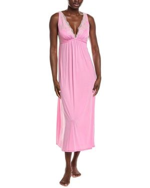 Natori Enchant Lace Applique V-Neck Slip Nightgown - Pink