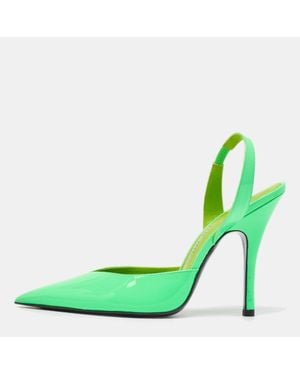 The Attico Neon Patent Leather Slingback Pumps - Green