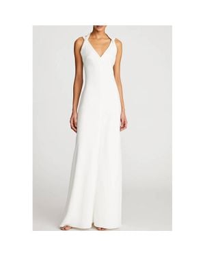 Halston Allison Beaded Neckline Gown - White