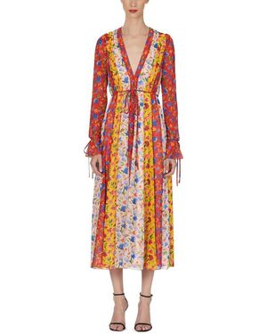 Carolina Herrera V-Neck Midi Dress - Red
