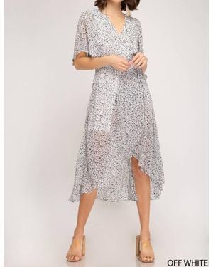 She + Sky Midi Wrap Dress - Gray