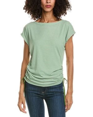 Max Studio Cap Sleeve Stripe Top - Green