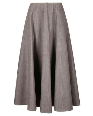 Jejia Structured Half-Circle Midi Skirt With Front Zip Closure - Gray