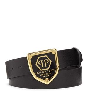 Philipp Plein Leather Belt Hexagon - Black