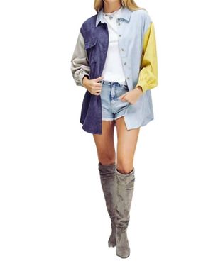 Davi & Dani Patrice Colorblock Oversized Shirt - Blue