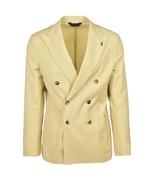 Paoloni Double-Breasted Virgin Wool Jacket - Metallic