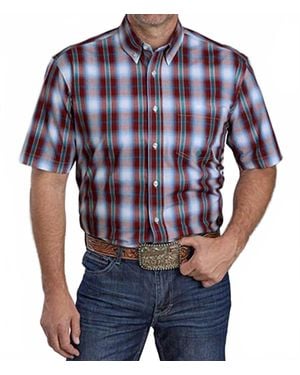 Roper Amarillo Grasslands Plaid Short Sleeve Shirt - Blue