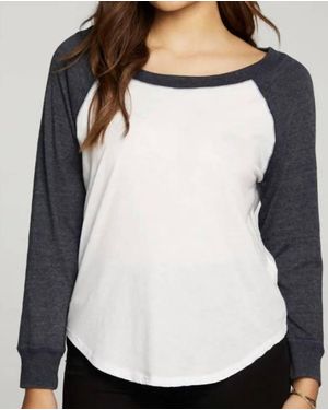 Chaser Brand Triblend Jersey Long Sleeve Baseball Tee White & Avalon