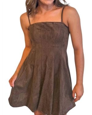 Olivaceous Litzy Suede Dress - Brown