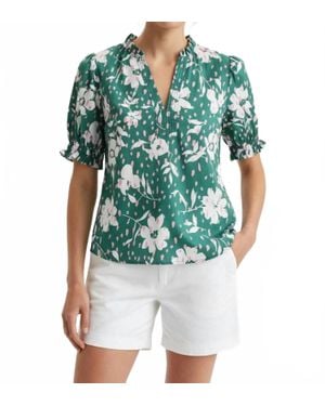 Thml Floral Print Ruffle Neck Top - Green