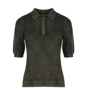 Avant Toi Ribbed Short-Sleeve Polo Shirt - Green