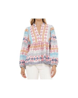 Oliphant Mandarin Balloon Top - Multicolor