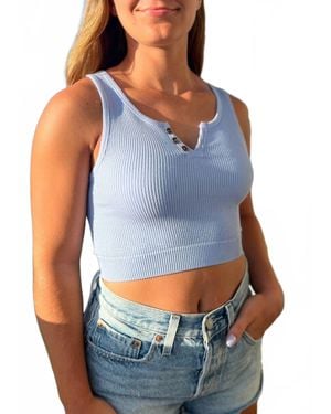 By Together Bryer Ribbed Crop Top - Blue