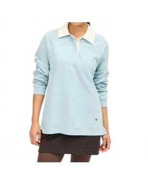 Clare V. Le Rugby Embroidered Oui Top - Blue