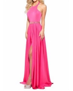 Madison James Long Halter Gown - Pink
