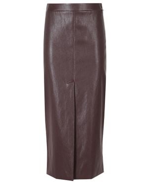 Herno Bordeaux Front Slit Viscose Midi Skirt - Brown