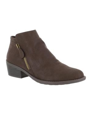 Easy Street Gusto Bootie Leather Side Zip Ankle Boots Zap2169 - Brown