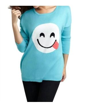 Angel All Smiles Emoji Top - Blue