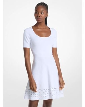 Michael Kors Outlet Laser Cut Stretch Knit Mini Dress - White