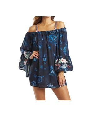 Johnny Was Annia Off The Shoulder Cover Up - Blue