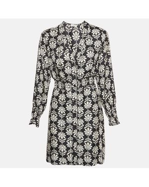 Sandro Floral Print Sateen Illiana Mini Dress - Black