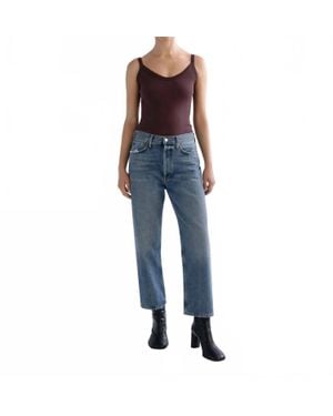 Agolde 90's Crop Mid Rise Loose Straight Jeans - Blue