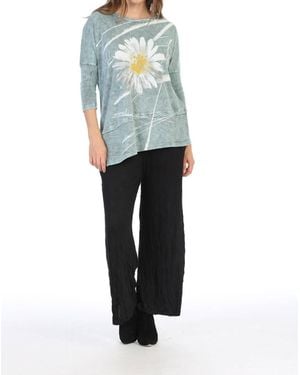 Jess & Jane Chit Chat Mineral Washed Dolman Sleeve Cotton Top - Blue