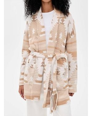 Splendid Aztec Shawl Collar Cardigan - Natural