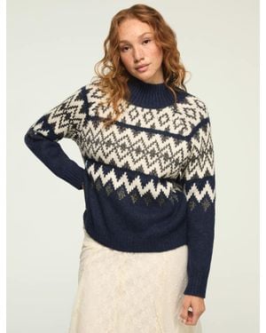 Lucky Brand Fair Isle Mock Neck - Blue