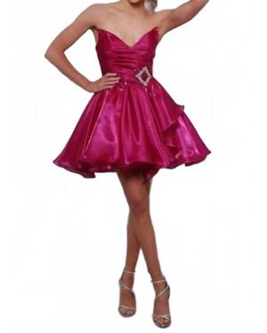 Johnathan Kayne Jeweled Waist Cocktail Dress - Red