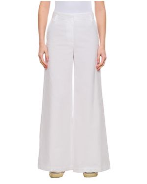 Alberto Biani High-Waisted Wide-Leg Cotton Pants With Pockets - White