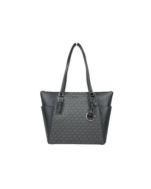 Michael Kors Charlotte Leather Top Zip Tote Bag - Black
