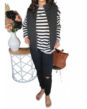 Staccato Quilted Zip Up Vest - Black