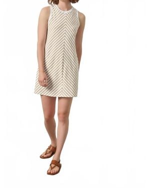 Lilla P Burlap Stripe Center Seam Tank Dress - White