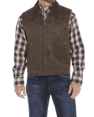 Cripple Creek Enzyme Washed Zip Front Open-Bottom Vest - Gray