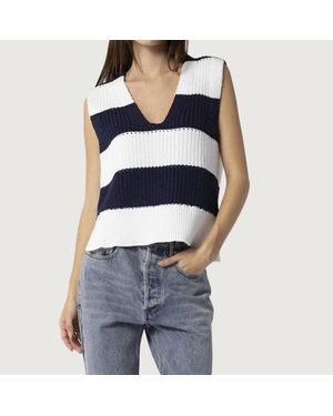 Beige Botany Poppy Knit Vest - Blue