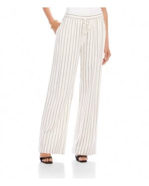 Karen Kane Linen Blend Stripe Drawstring Pants - White