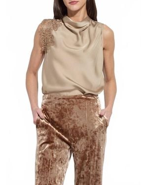 Lyssé Teresa Guipure Lace Trim Shell Blouse - Brown
