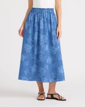 Ellen Tracy Pull-On Maxi Skirt With Side Pockets - Blue