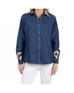 Suzy T Cowhide Heart Shirt - Blue