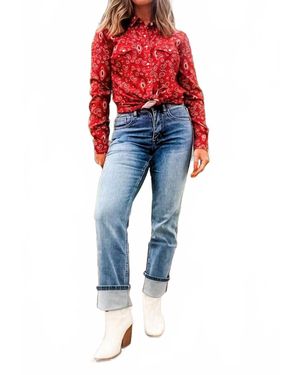 Rock & Roll Denim Raw Side Seam Modern Bootcut Jeans - Blue