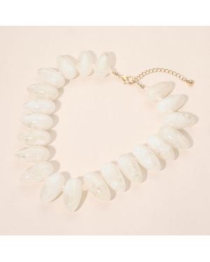 Fashnzfab Chunky Resin Pebble Beaded Statement Necklace - Natural