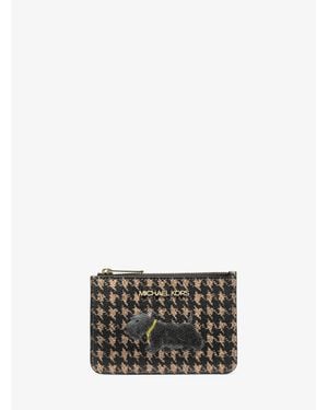Michael Kors Outlet Jet Set Travel Small Printed Houndstooth Print Coin Pouch - White