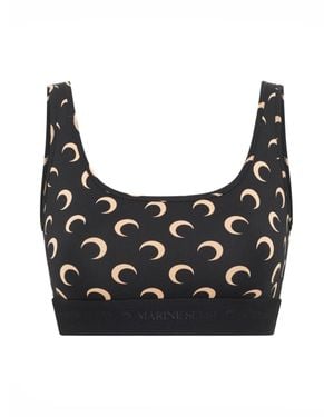 Marine Serre Crescent Moon Motif Top - Black