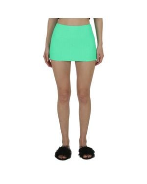 T By Alexander Wang Ladies Mint Julep All Over Logo Mini Skirt - Green