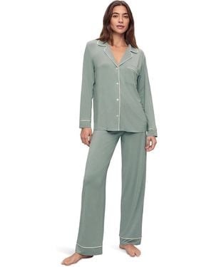 Eberjey Gisele Pajama Set Eucalyptus Long Sleeve Sleepwear Gbo3872 - Green