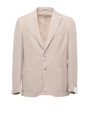 Lubiam Classic Lapel Linen-Blend Blazer - Natural