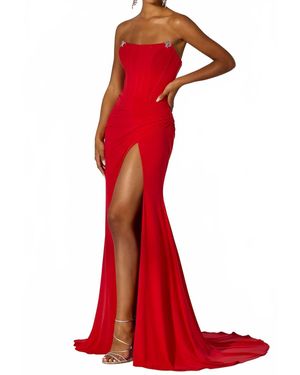 Mori Lee Strapless Scoop Prom Gown - Red